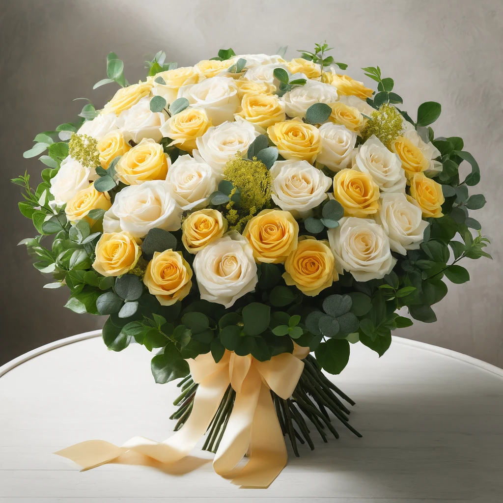 Yellow and White Roses 